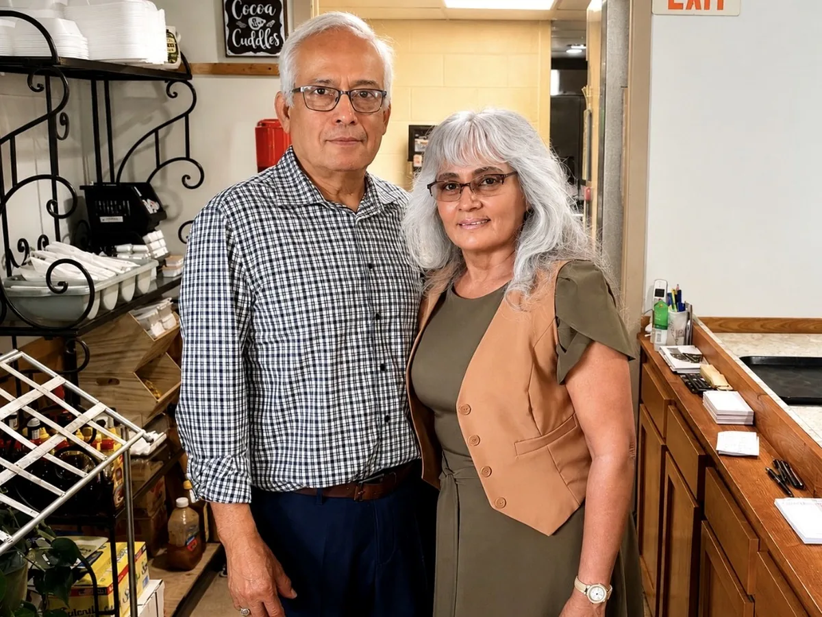 Geno and his wife inside Geno's Diner